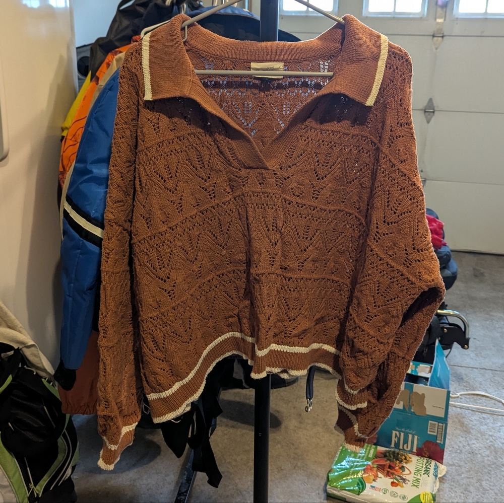 Women's Crochet Crop Sweater 2x